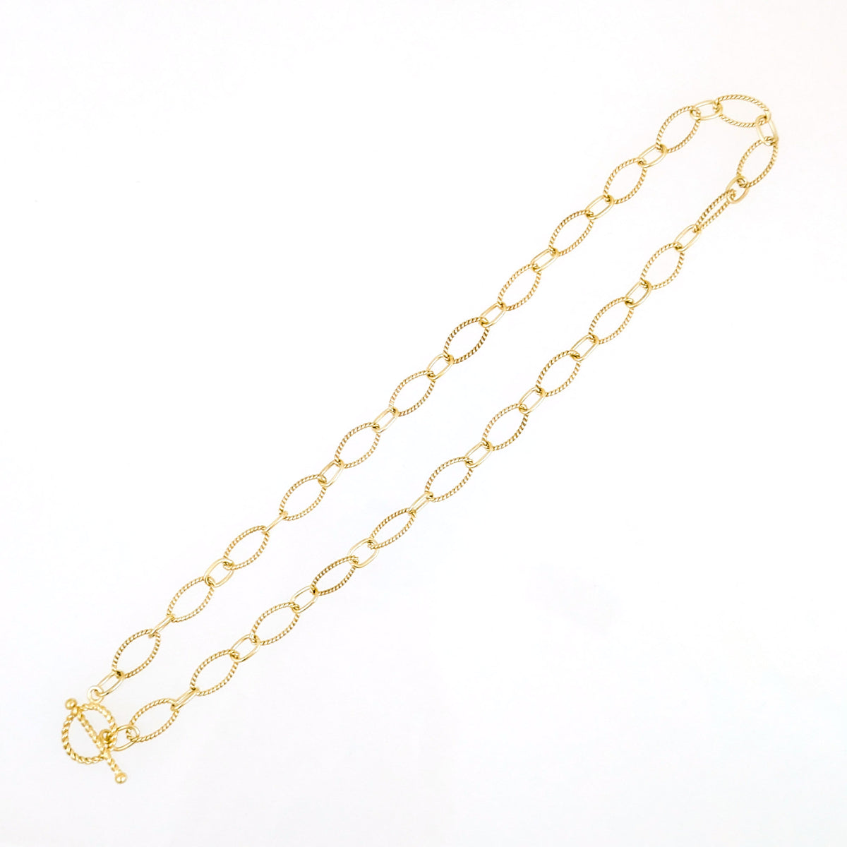 Oval Link Toggle Necklace with Twisted Texture