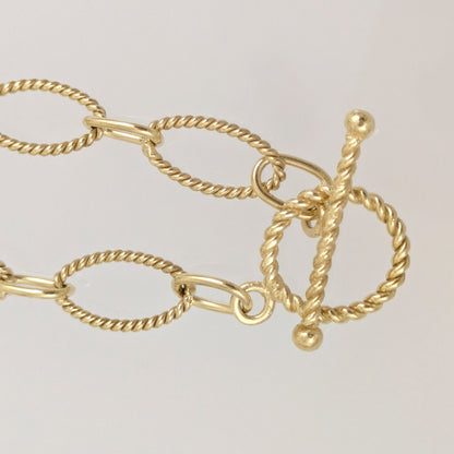 Oval Link Toggle Necklace with Twisted Texture