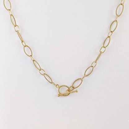 Oval Link Toggle Necklace with Twisted Texture