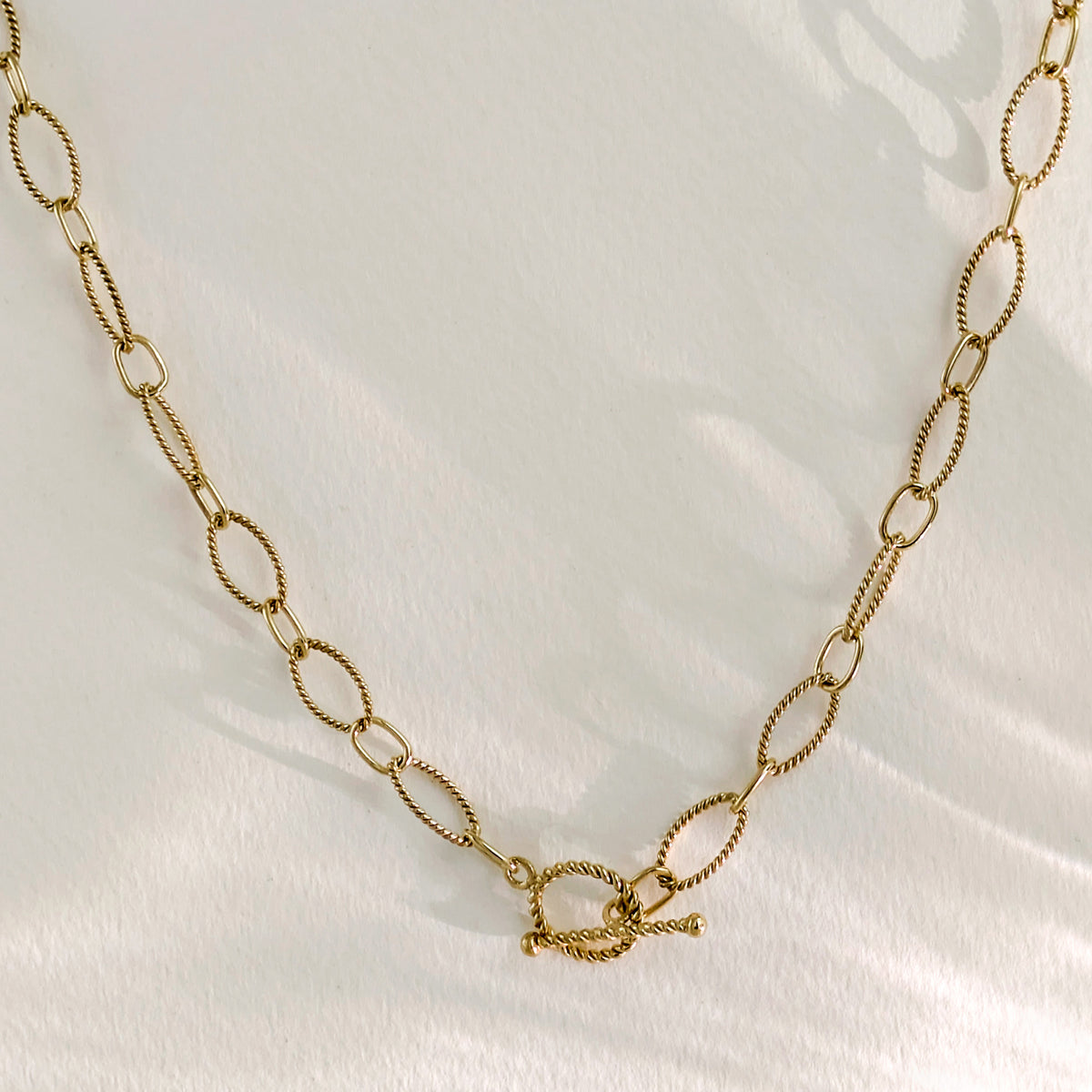 Oval Link Toggle Necklace with Twisted Texture