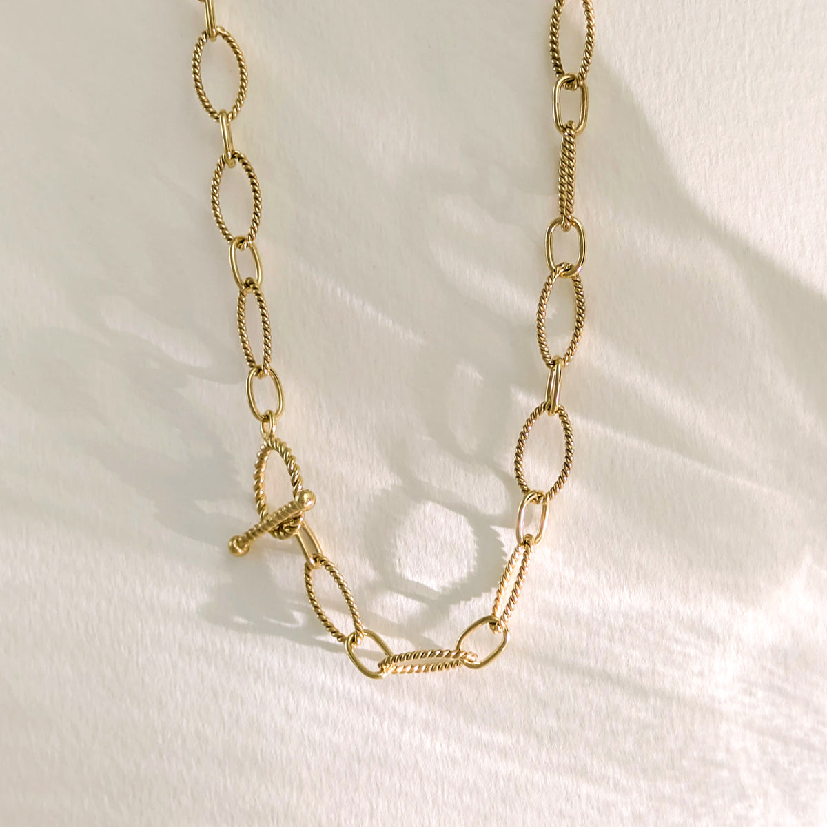 Oval Link Toggle Necklace with Twisted Texture