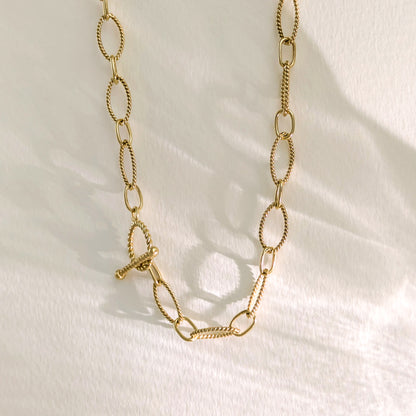 Oval Link Toggle Necklace with Twisted Texture