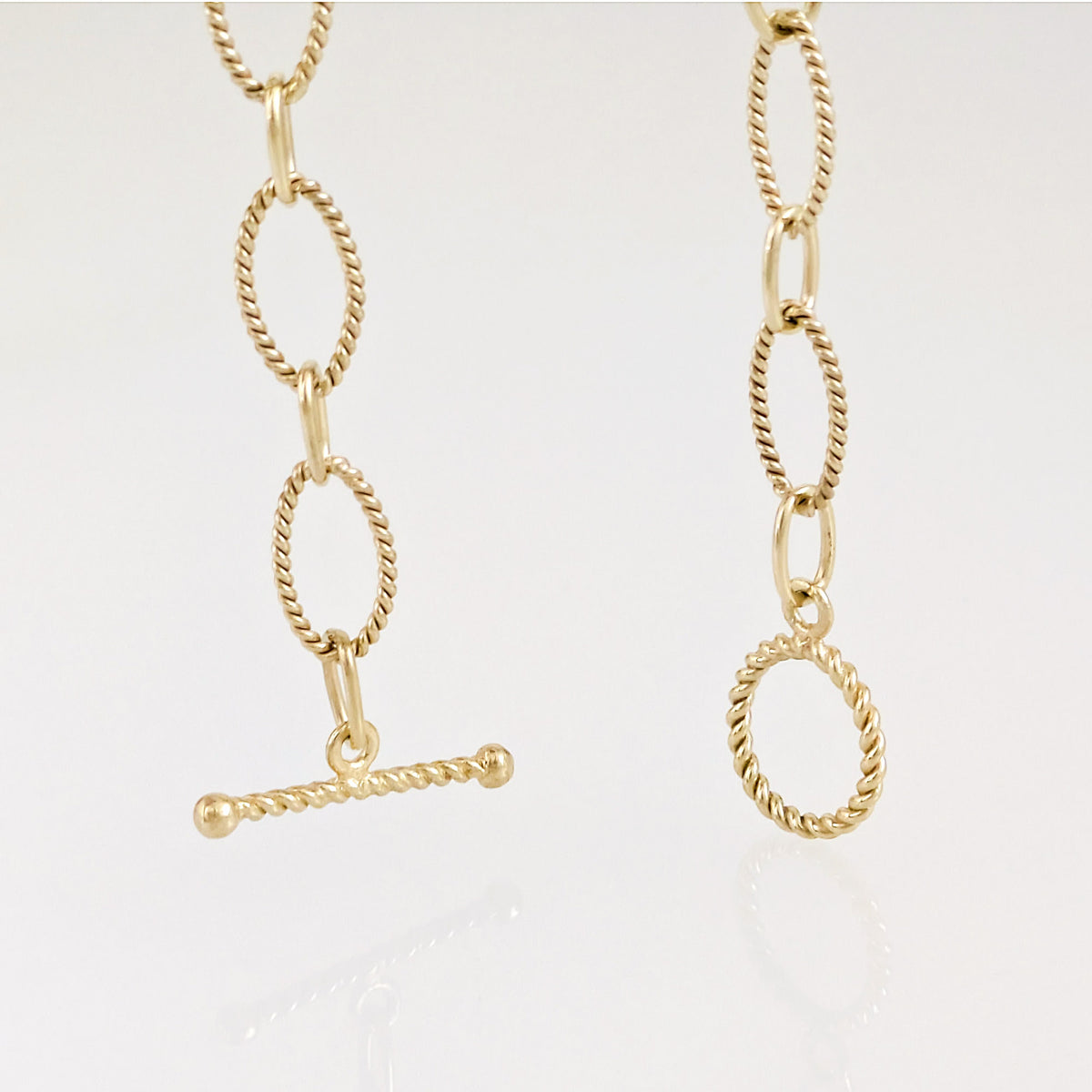 Oval Link Toggle Necklace with Twisted Texture