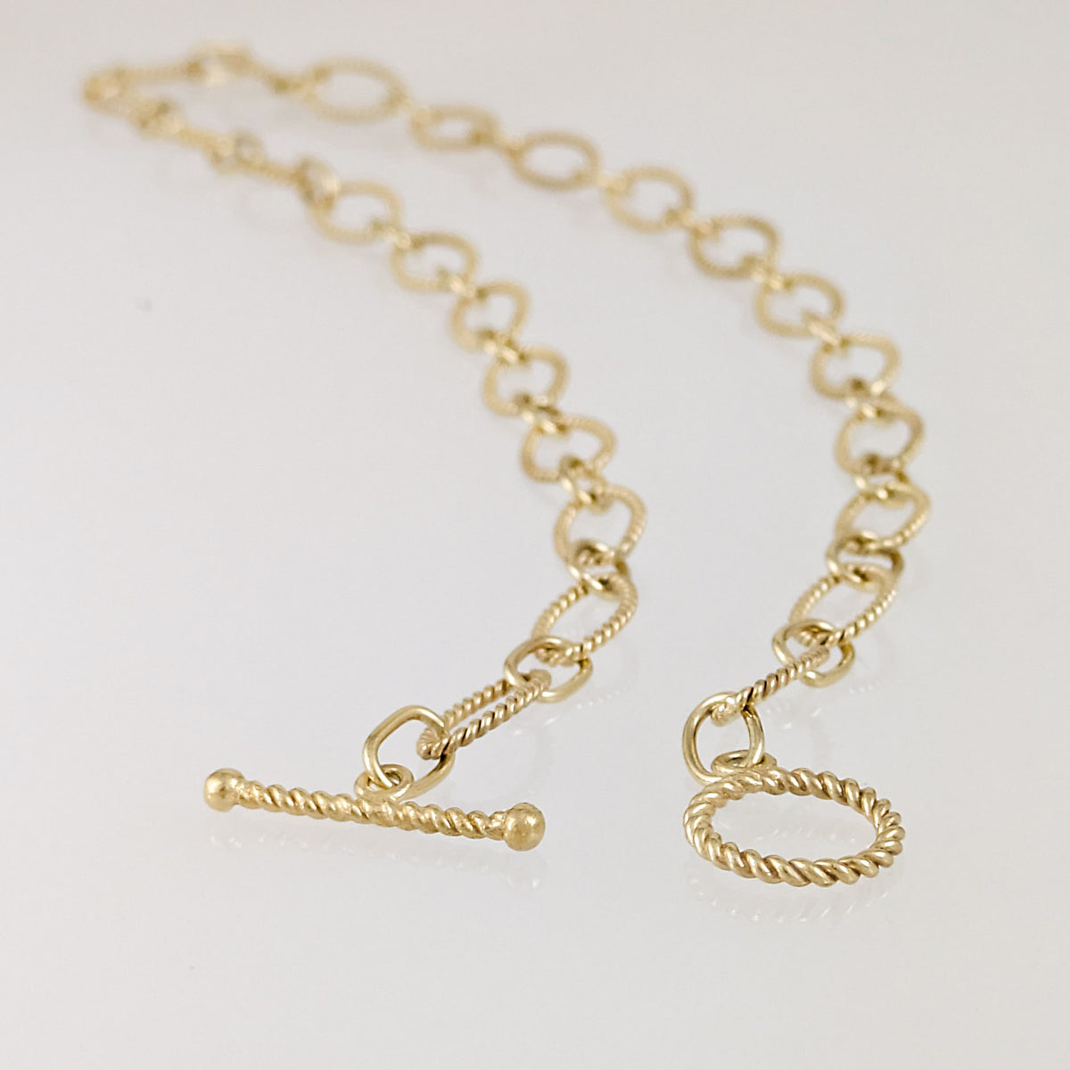 Oval Link Toggle Necklace with Twisted Texture