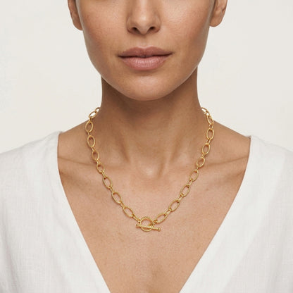 Oval Link Toggle Necklace with Twisted Texture