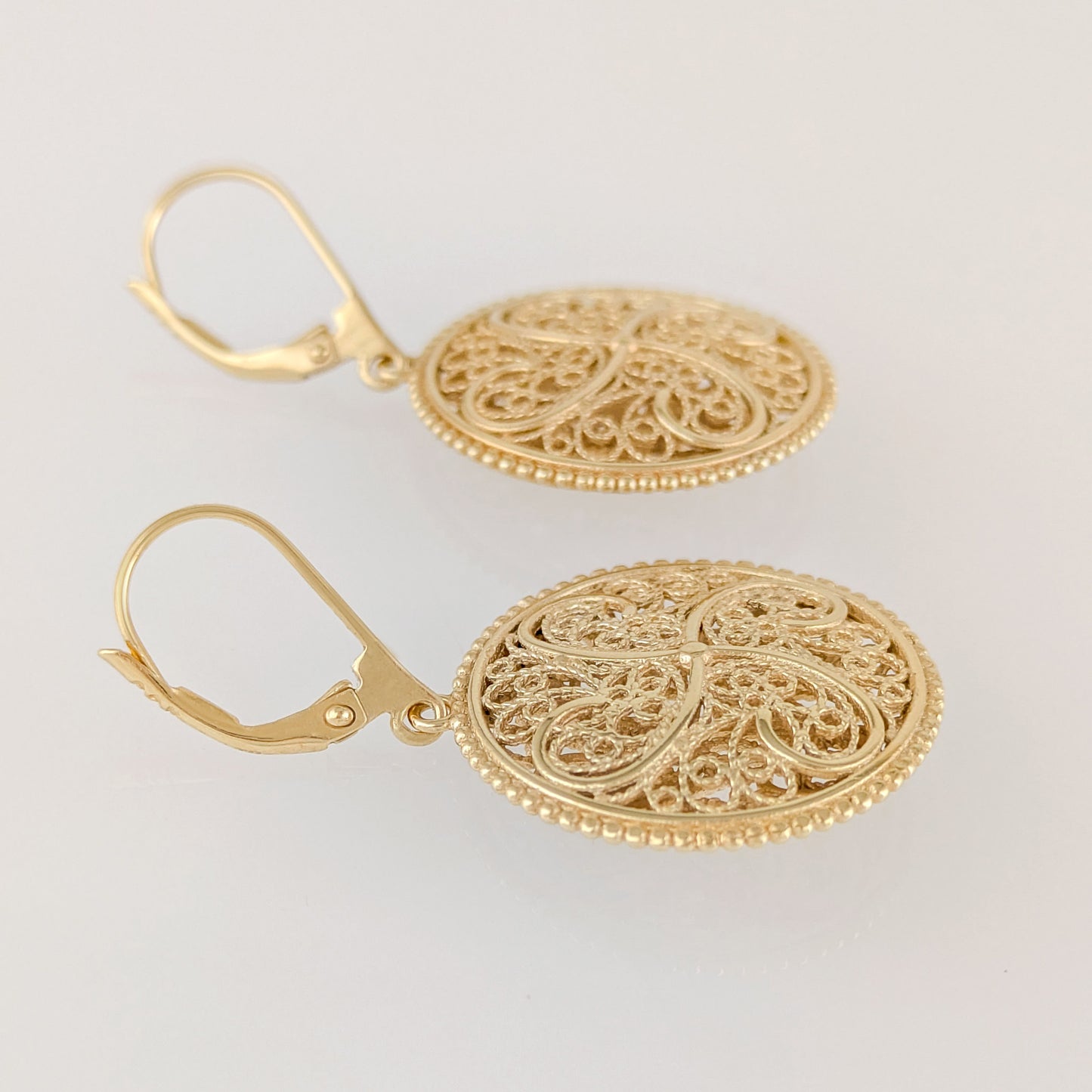 Round Scrollwork Filigree Medallion Drop Earrings