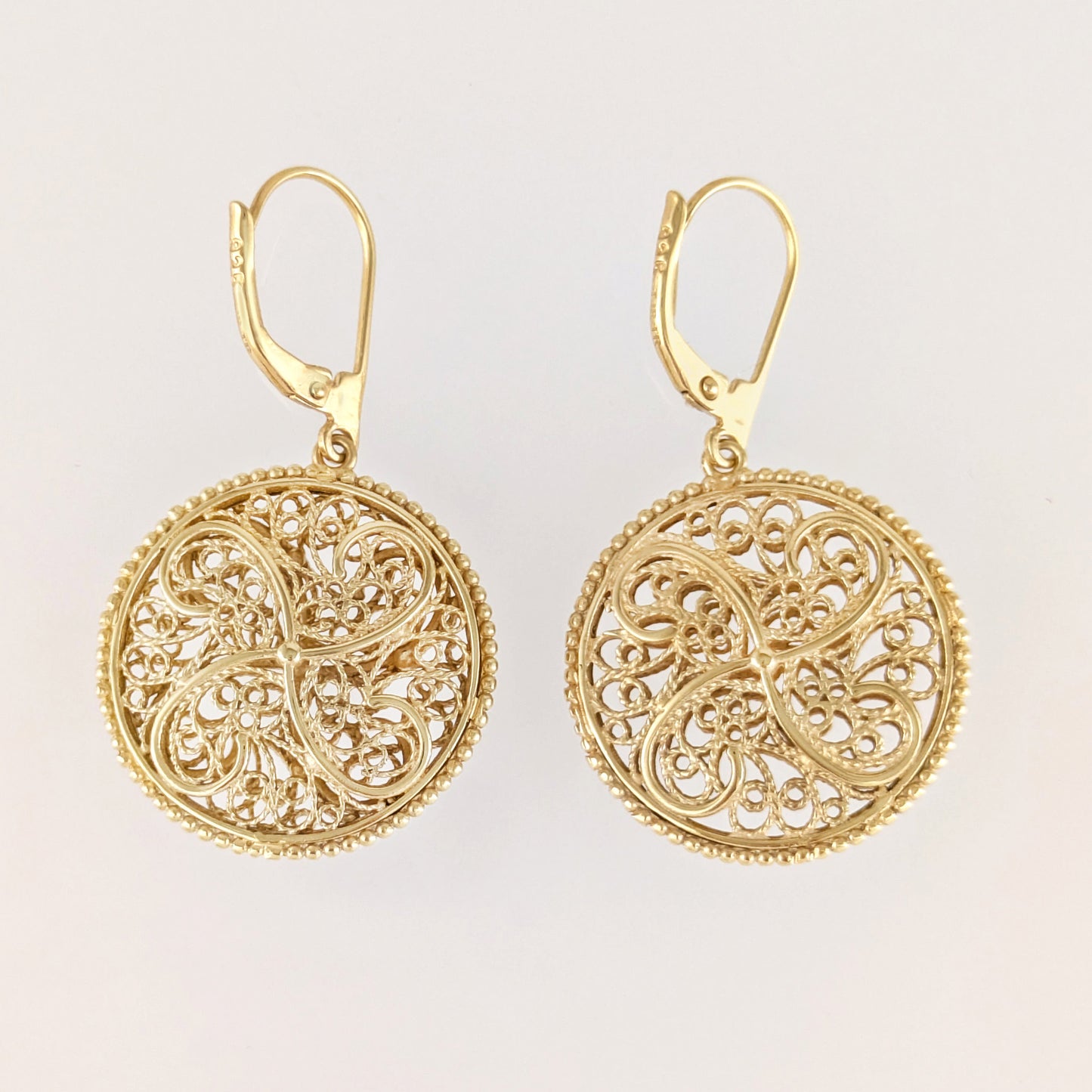 Round Scrollwork Filigree Medallion Drop Earrings