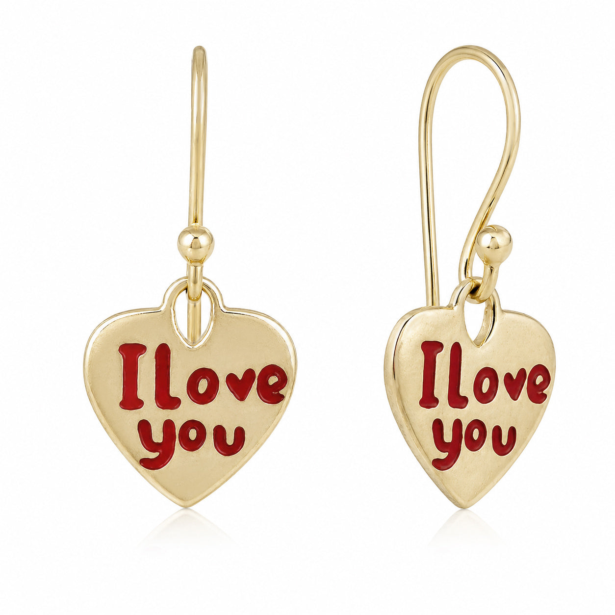 Heart Drop Earrings I Love You Engraved