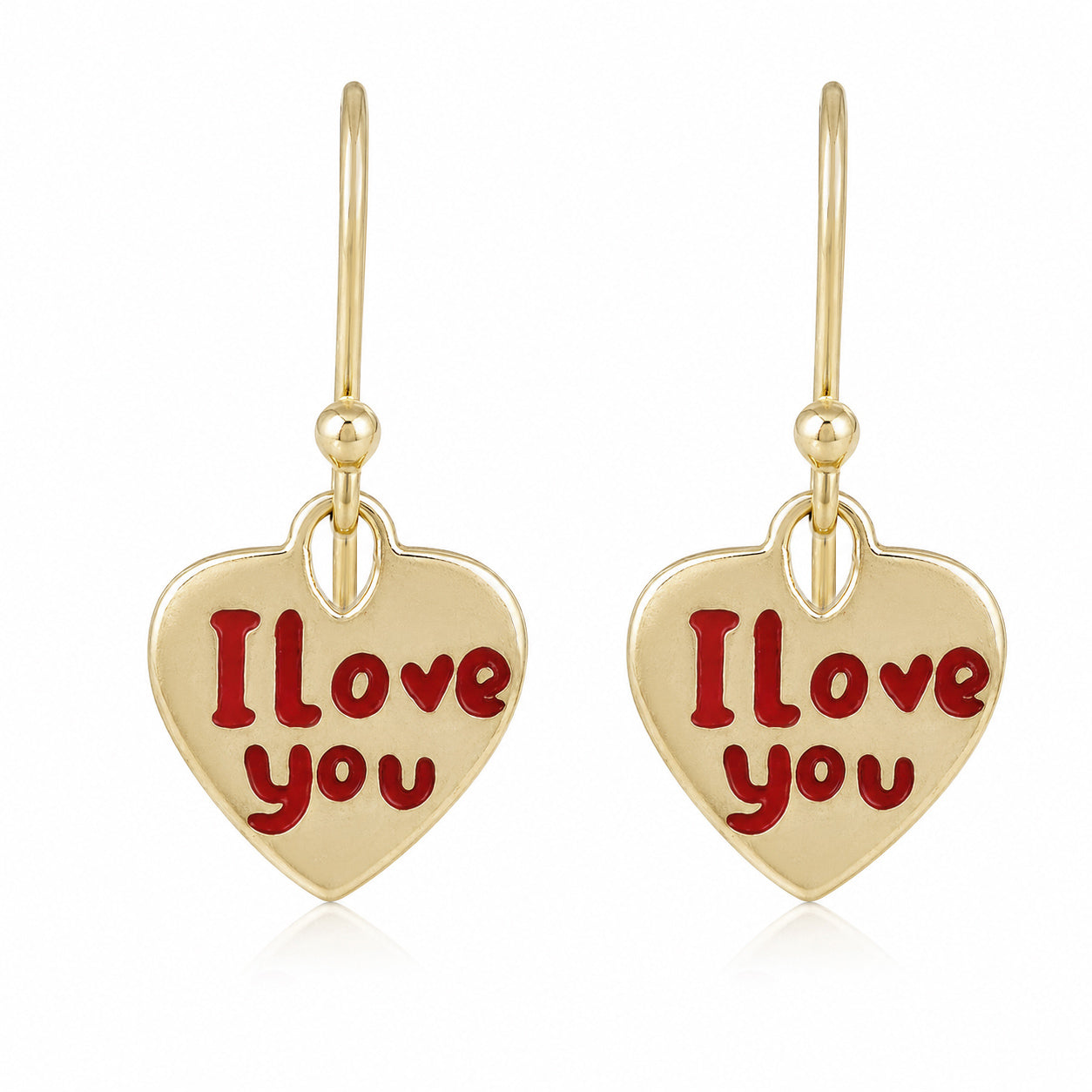 Heart Drop Earrings I Love You Engraved