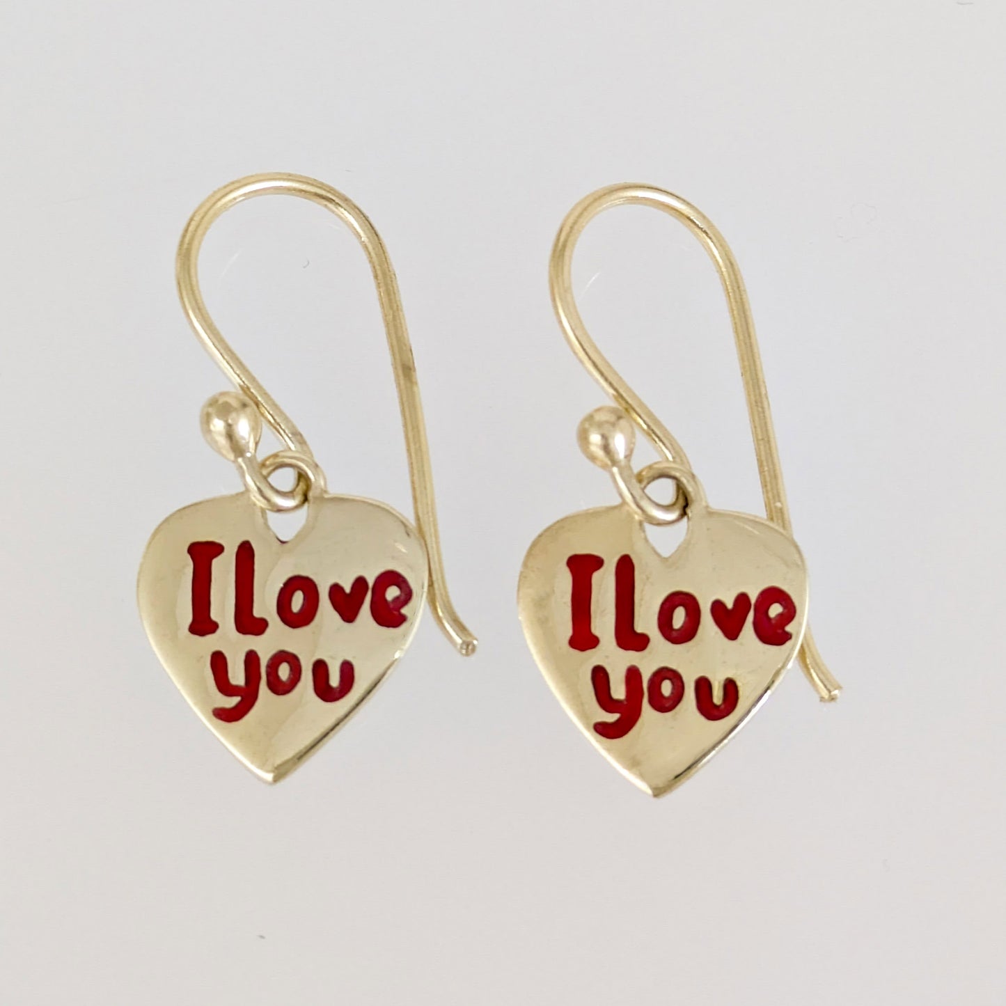 Heart Drop Earrings I Love You Engraved