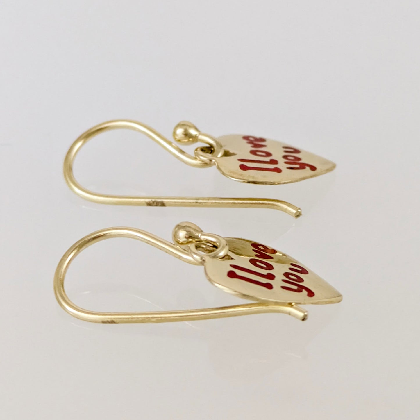Heart Drop Earrings I Love You Engraved