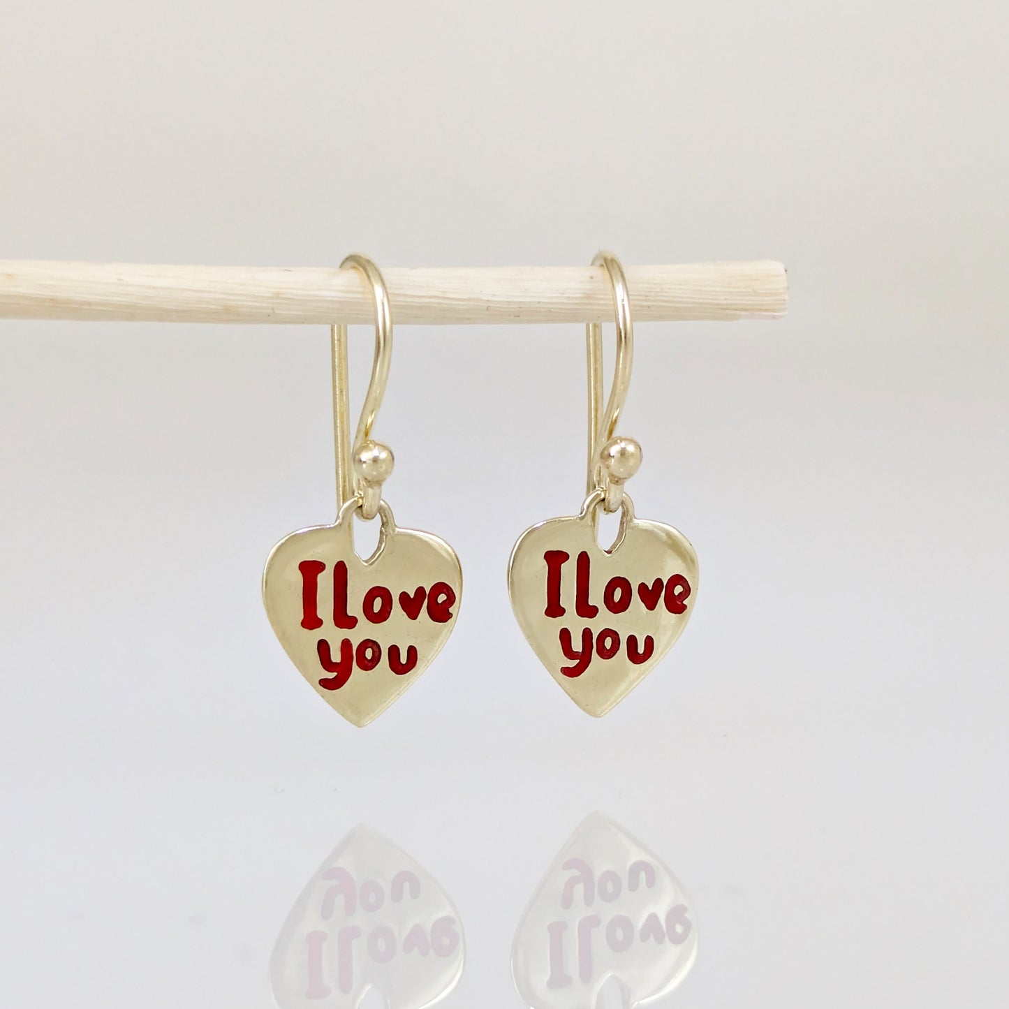 Heart Drop Earrings I Love You Engraved