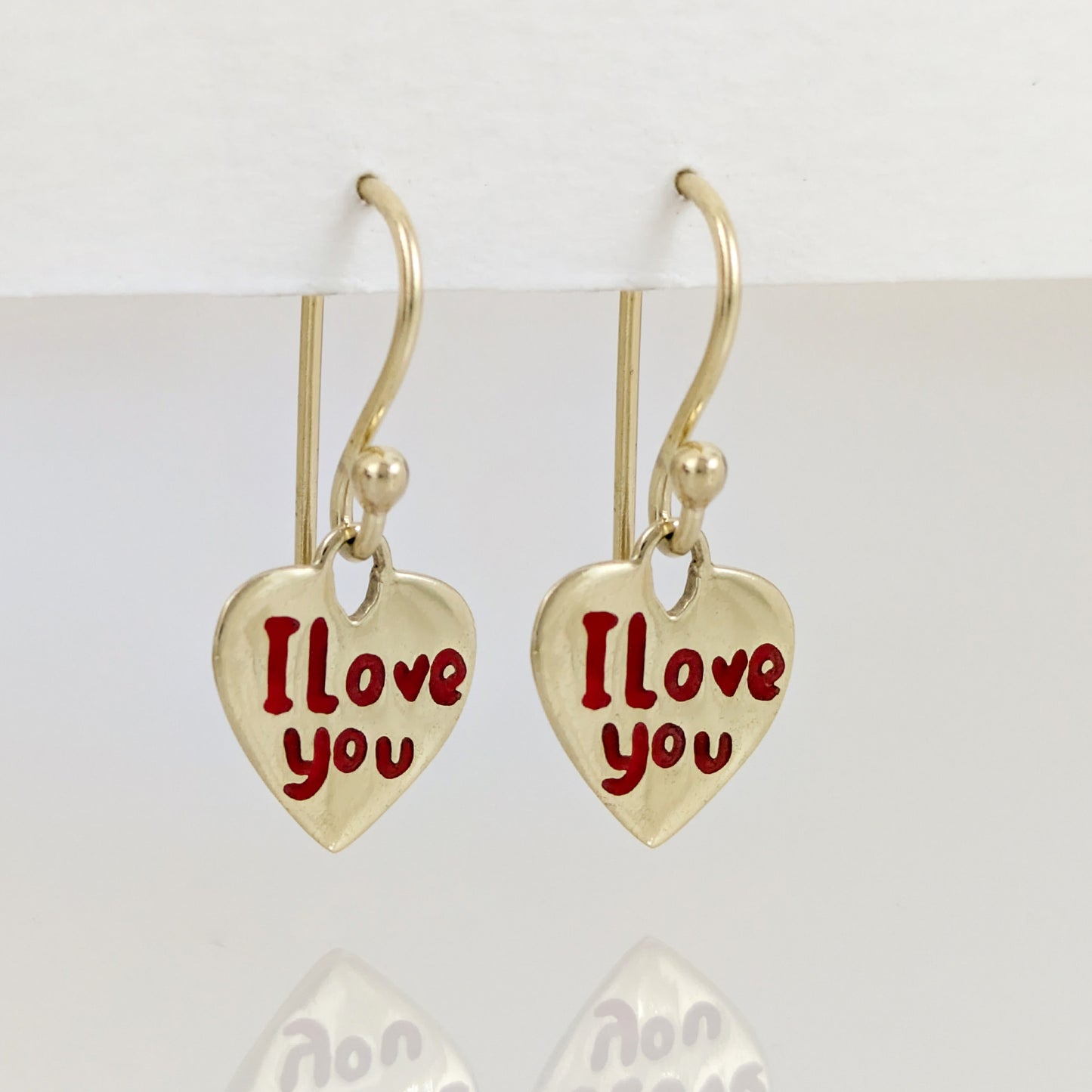 Heart Drop Earrings I Love You Engraved