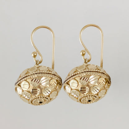 Domed Tribal Bead Dangle Earrings