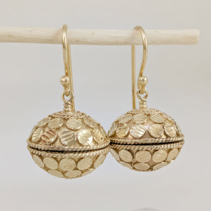 Domed Tribal Bead Dangle Earrings