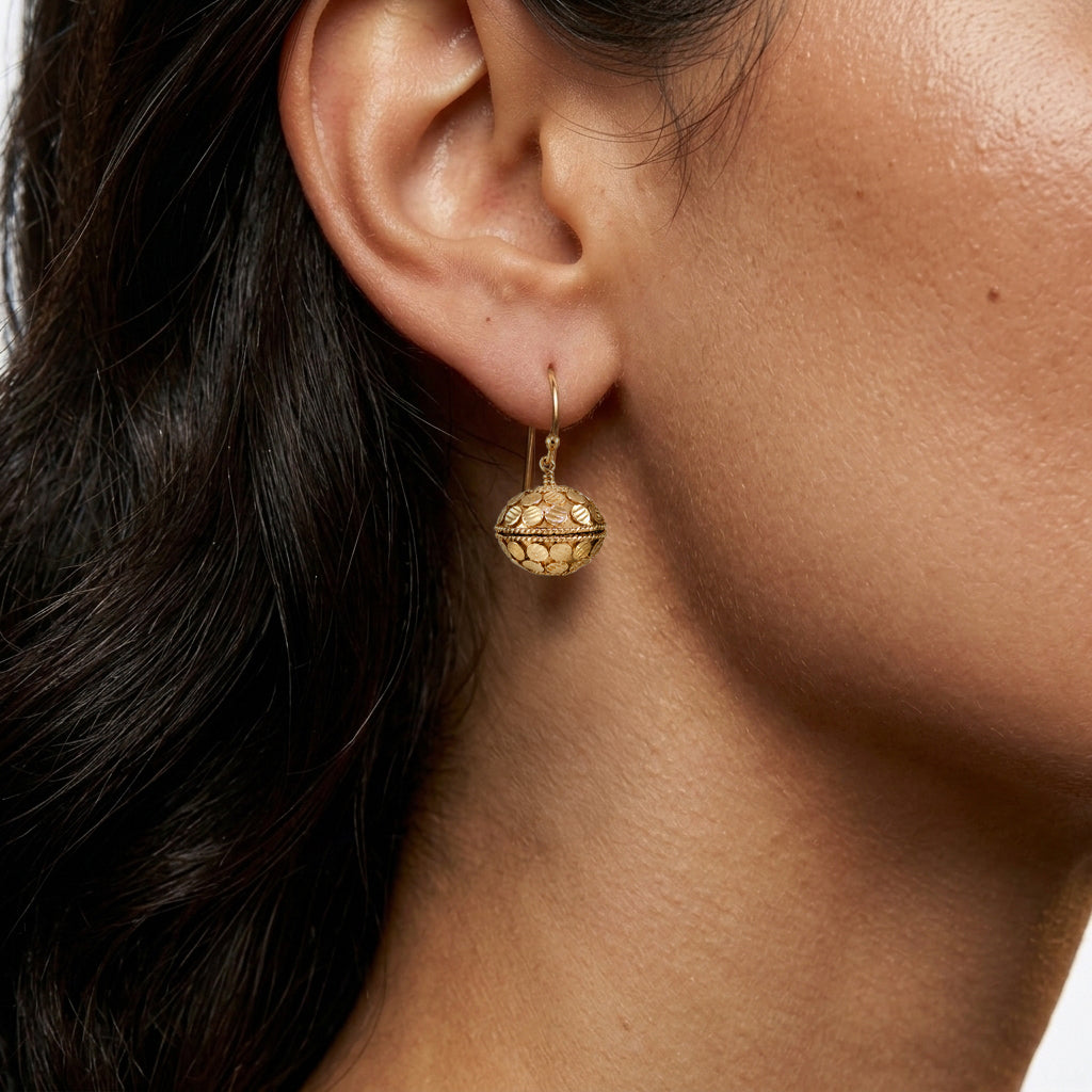 Domed Tribal Bead Dangle Earrings