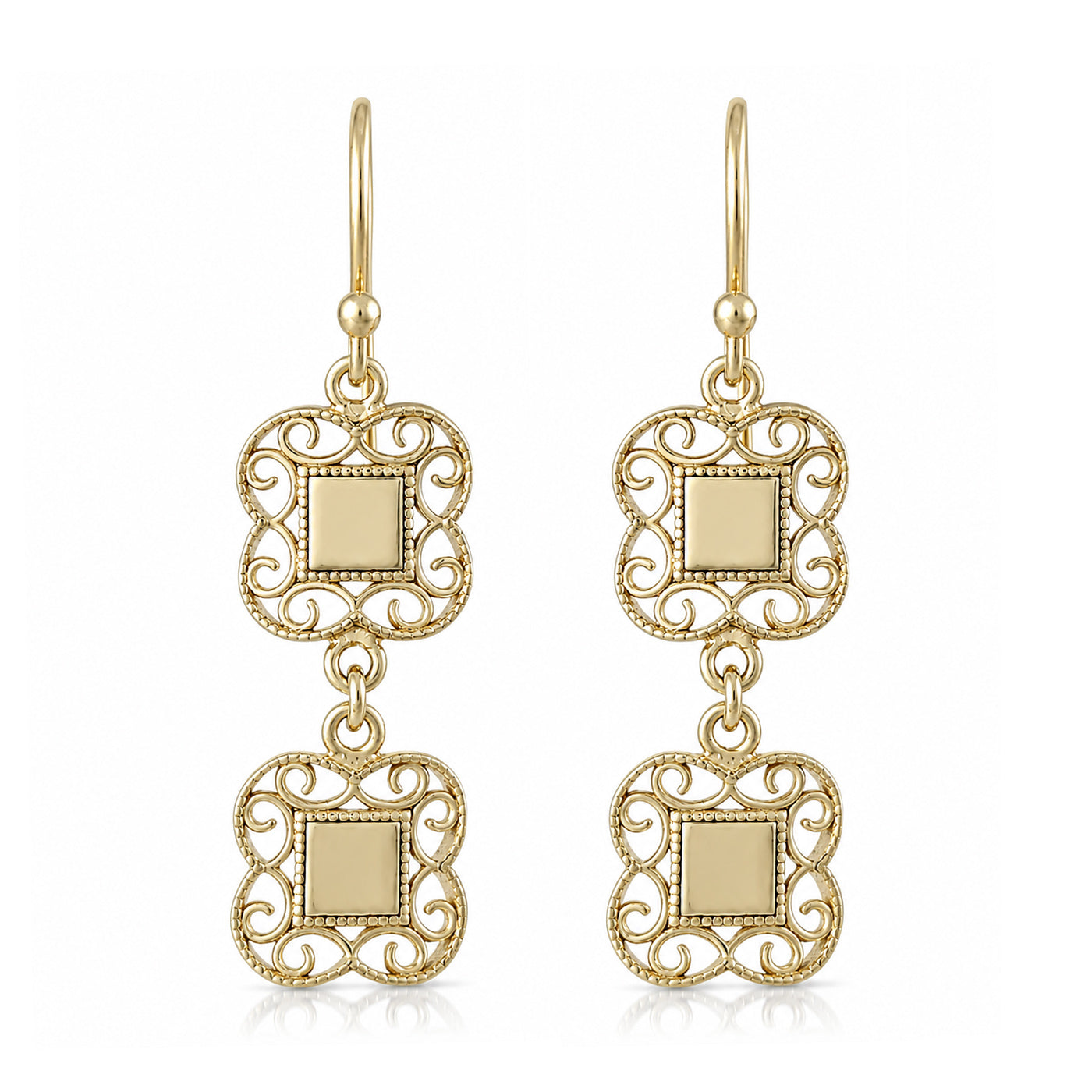 Double Royal Tile Scroll Drop Earrings