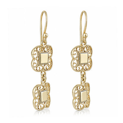 Double Royal Tile Scroll Drop Earrings