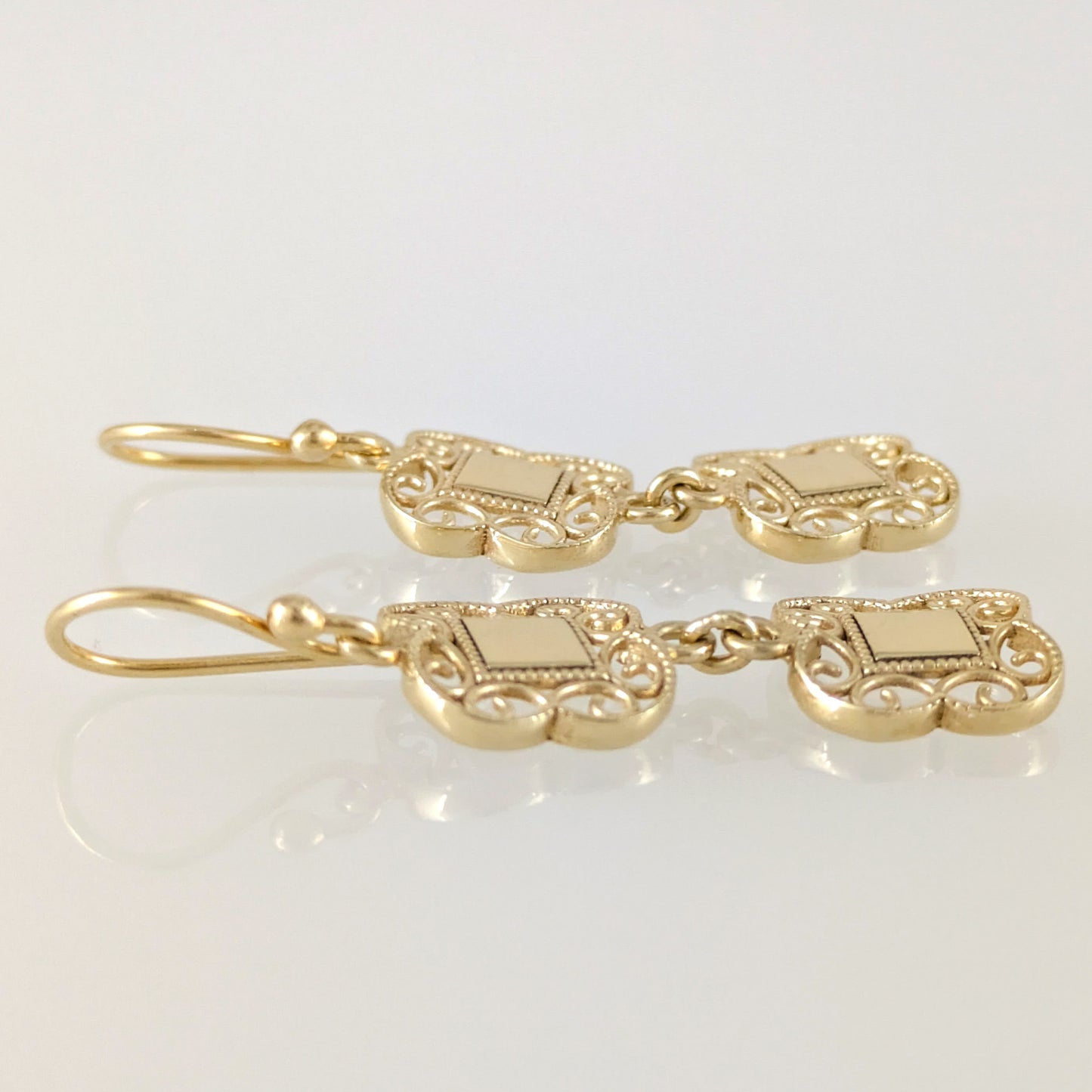 Double Royal Tile Scroll Drop Earrings