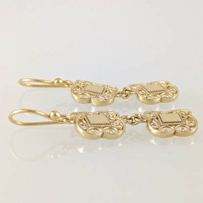 Double Royal Tile Scroll Drop Earrings