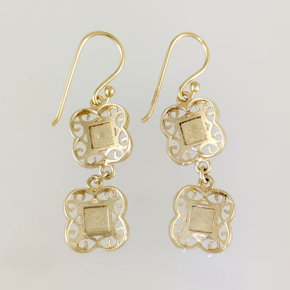 Double Royal Tile Scroll Drop Earrings