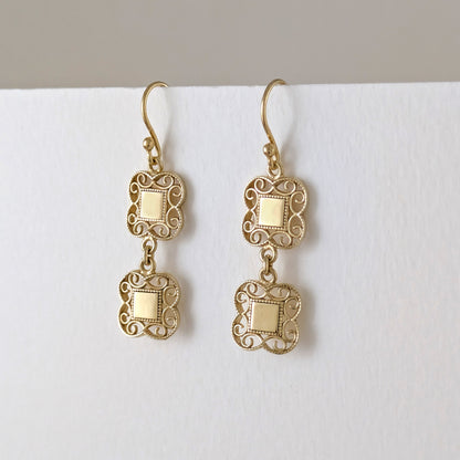 Double Royal Tile Scroll Drop Earrings