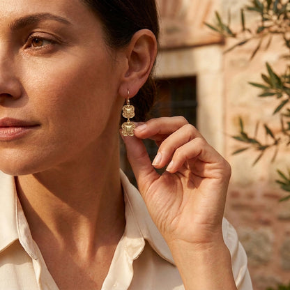 Double Royal Tile Scroll Drop Earrings