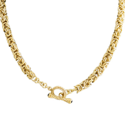 Byzantine Chain Necklace with Gemstone accented Toggle Clasp – 7mm, 24 Inch - TurkishBling