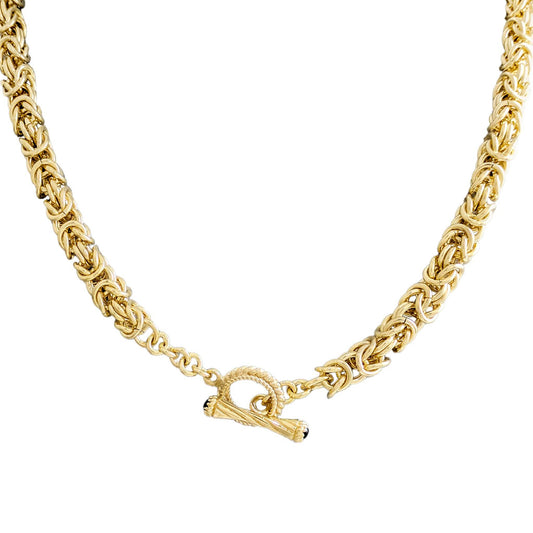 Byzantine Chain Necklace with Gemstone accented Toggle Clasp – 7mm, 24 Inch - TurkishBling