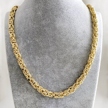 Byzantine Chain Necklace with Gemstone accented Toggle Clasp – 7mm, 24 Inch - TurkishBling