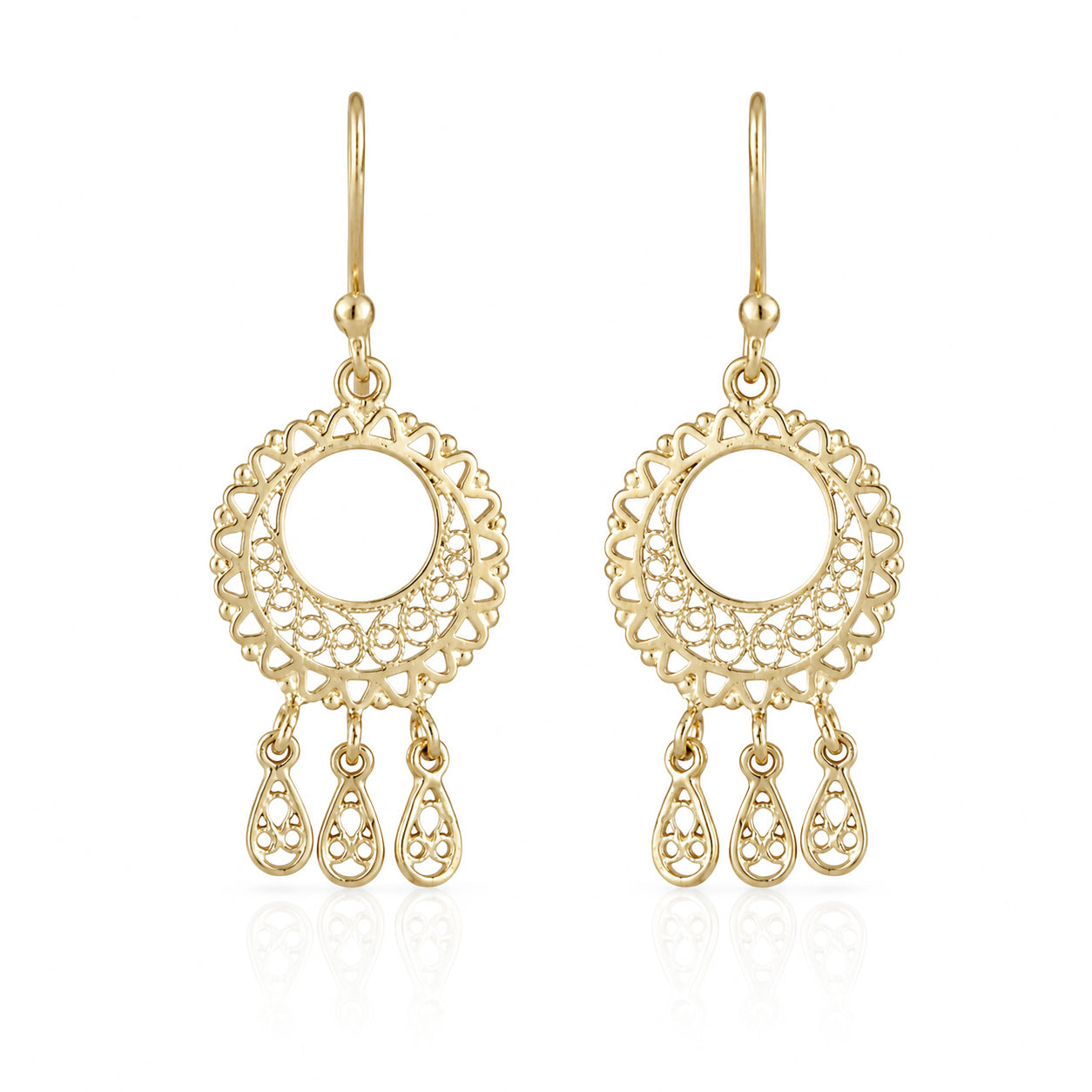 Round Openwork Scroll Drop Earrings