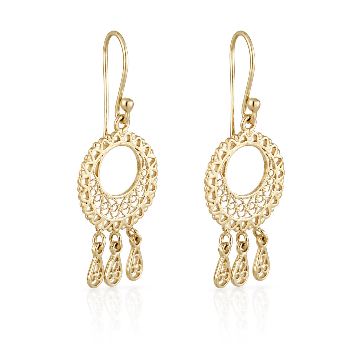 Round Openwork Scroll Drop Earrings