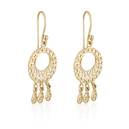 Round Openwork Scroll Drop Earrings