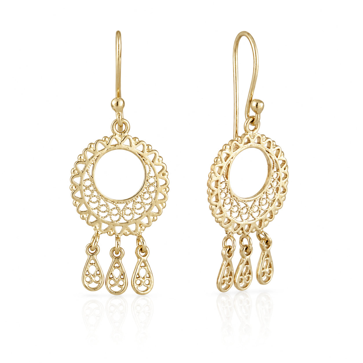 Round Openwork Scroll Drop Earrings