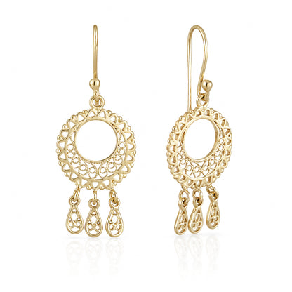 Round Openwork Scroll Drop Earrings