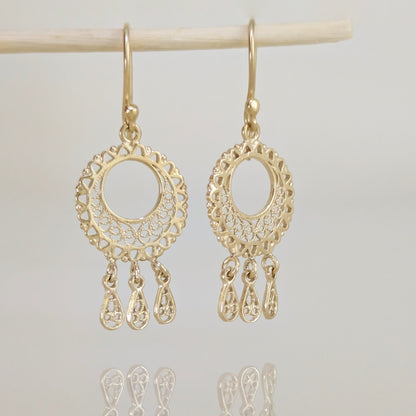 Round Openwork Scroll Drop Earrings