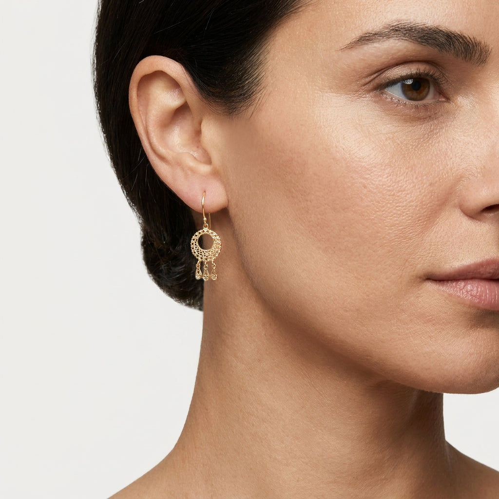 Round Openwork Scroll Drop Earrings