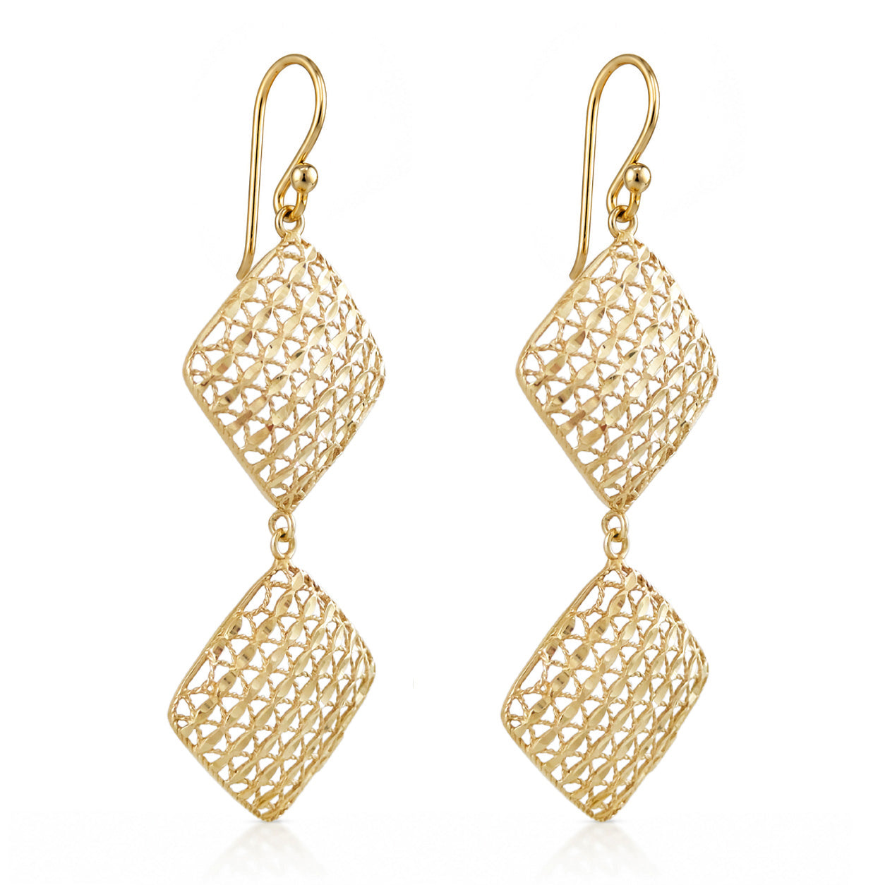 Double Diamond Dangle Earrings