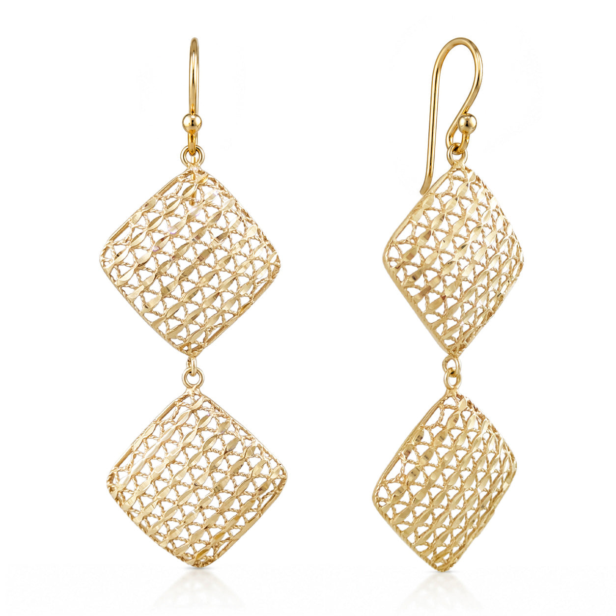 Double Diamond Dangle Earrings