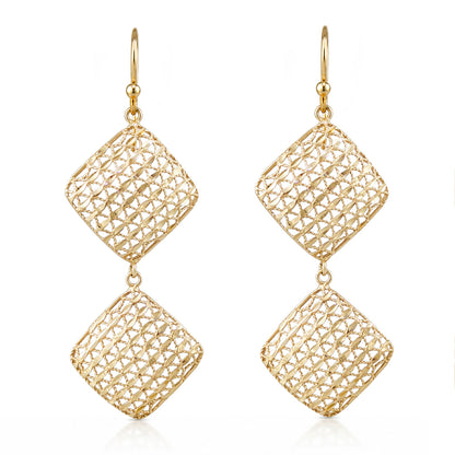 Double Diamond Dangle Earrings