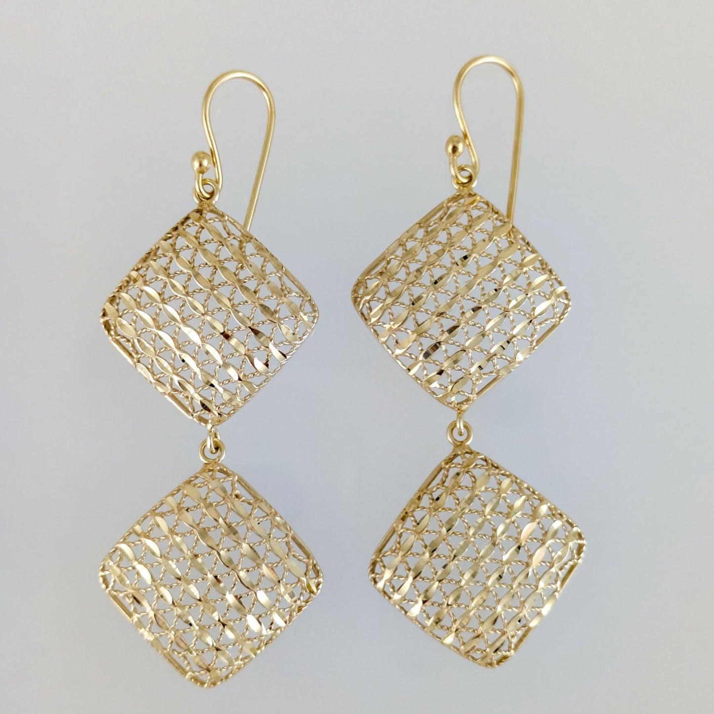 Double Diamond Dangle Earrings