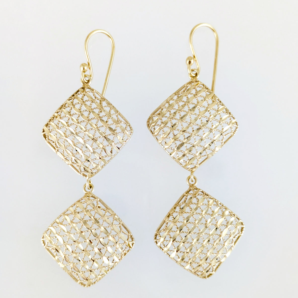 Double Diamond Dangle Earrings