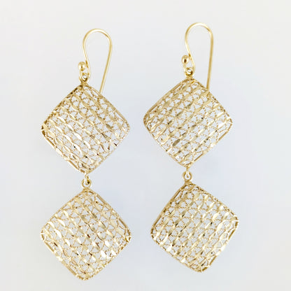 Double Diamond Dangle Earrings