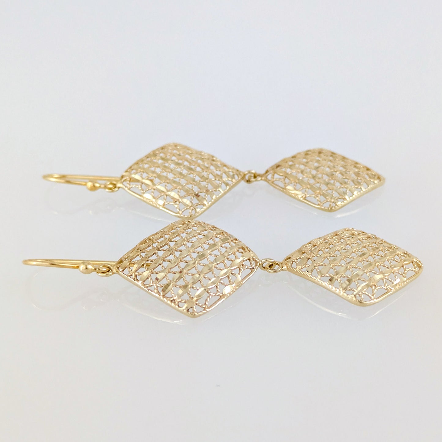 Double Diamond Dangle Earrings