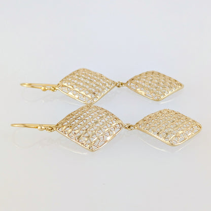 Double Diamond Dangle Earrings