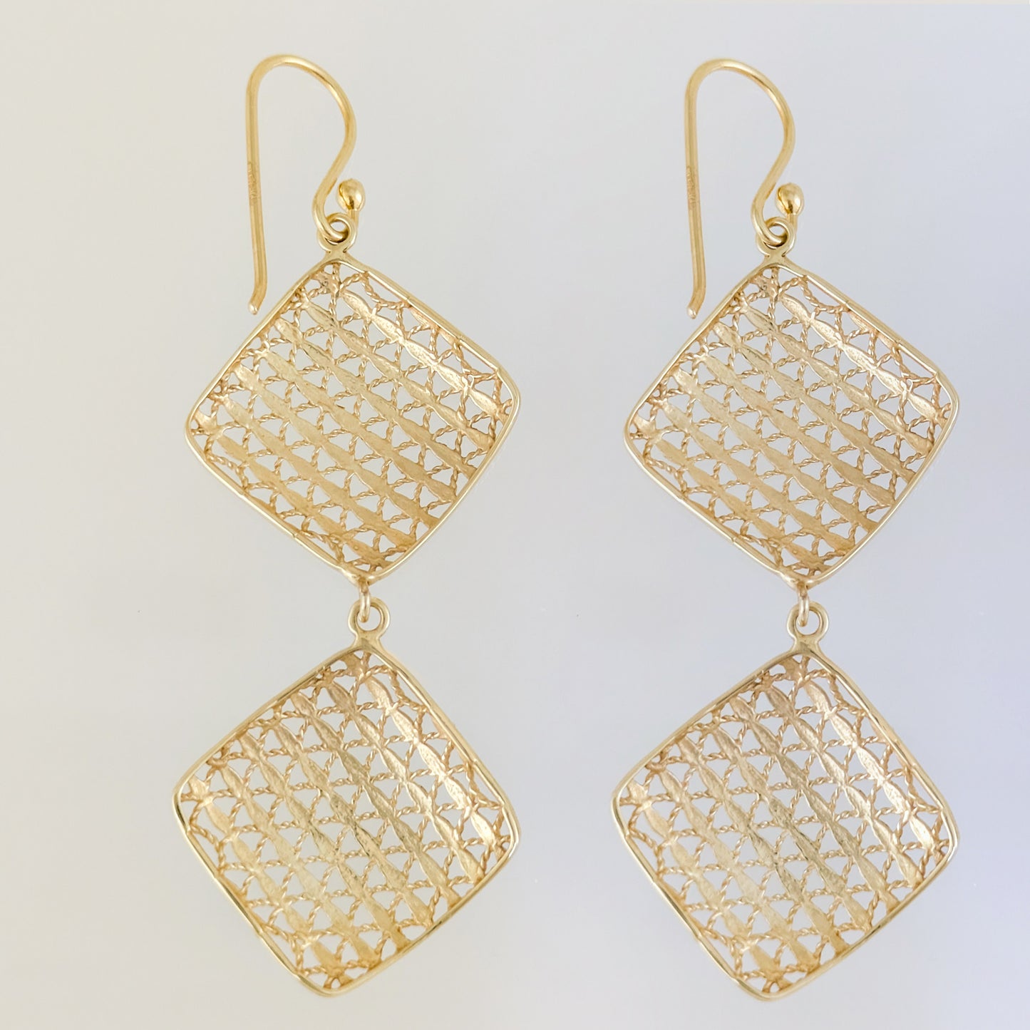 Double Diamond Dangle Earrings