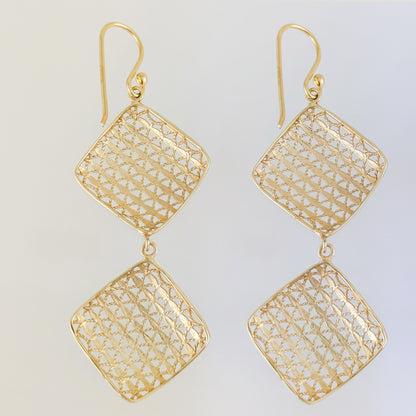 Double Diamond Dangle Earrings