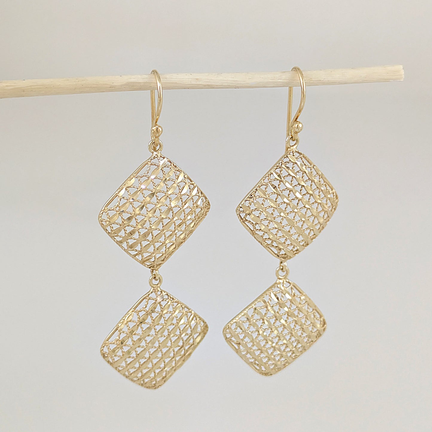 Double Diamond Dangle Earrings
