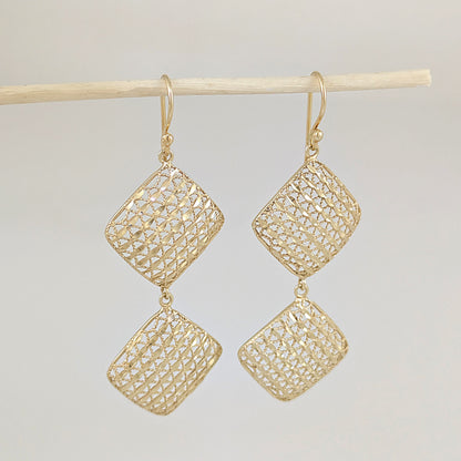 Double Diamond Dangle Earrings