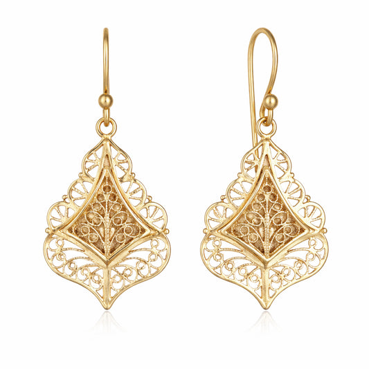 Filigree Diamond Drop Earrings with Open Scrollwork
